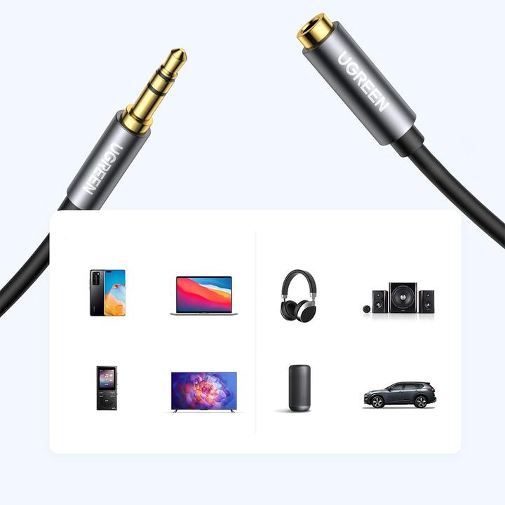 Actual product image Ugreen AV118 AUX jack audio extender 3.5 mm 5m (black) (5 m)