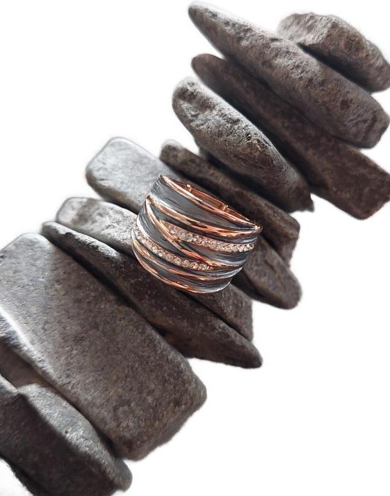 Actual product image Signé Signè ring ladies ring rose gold-plated grey elastic rhodium-plated One Size No.24 (18, 19, 20, 21)