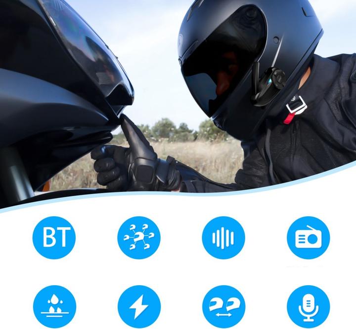 Produktbild Deltalabs Spritzwasserfestes Motorrad Helm Intercom Bluetooth Headset FM Radio (1er Set)