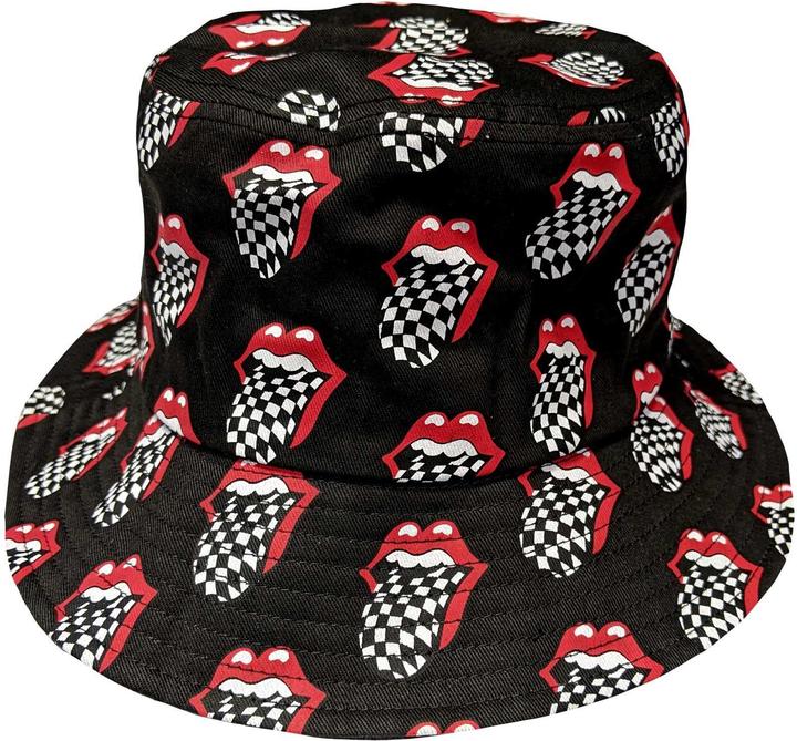 Actual product image The Rolling Stones Unisex Adult Tongue Checkerboard Bucket Hat (S, M)