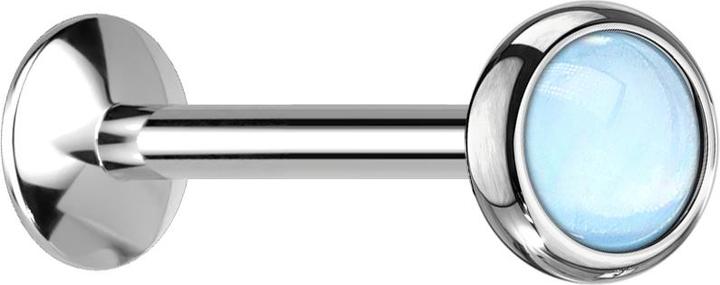 Star Piercing Micro UFO Labret Innengewinde silber mit Epoxidstein blau (ohne Messing, Chirurgenstahl 316L)