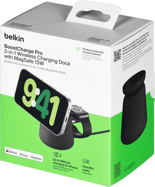 Immagine prodotto Belkin Stazione di ricarica MagSafe 2-in-1 BoostCharge Pro (15 W)