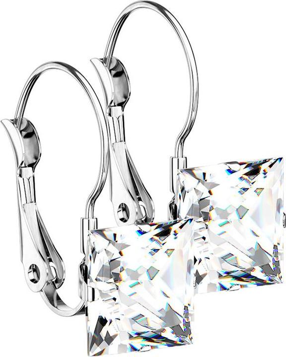 Star Piercing Ohrring silber mit Quadratischem Kristall silber (ohne Messing, Chirurgenstahl 316L)