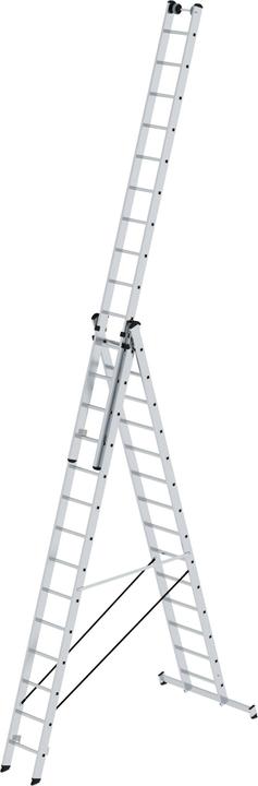 Produktbild Munk Sprossen-Mehrzweckleiter 3-teilig mit nivello-Traverse und Wandlaufrollen 3x14 Sprossen (Mehrzweckleiter, 3 cm)