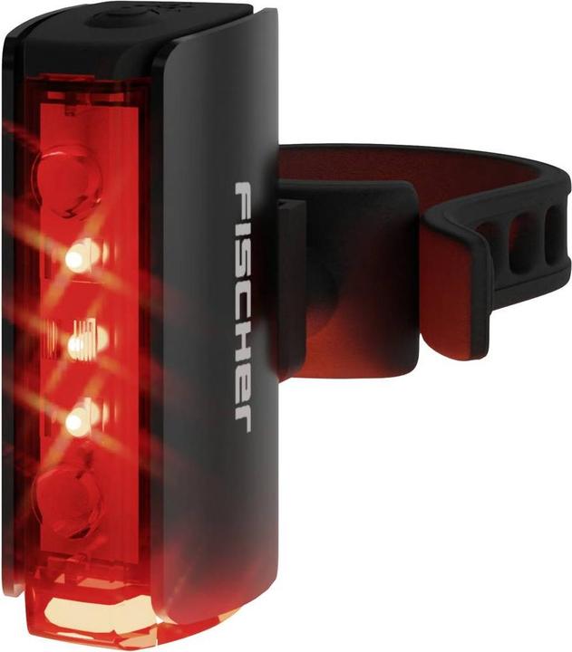 Fischer Fahrrad-LED-Akku-Rücklicht PLUS TWIN STOP aus Aluminium, mit Bodenbeleuchtung, Abschaltautomatik