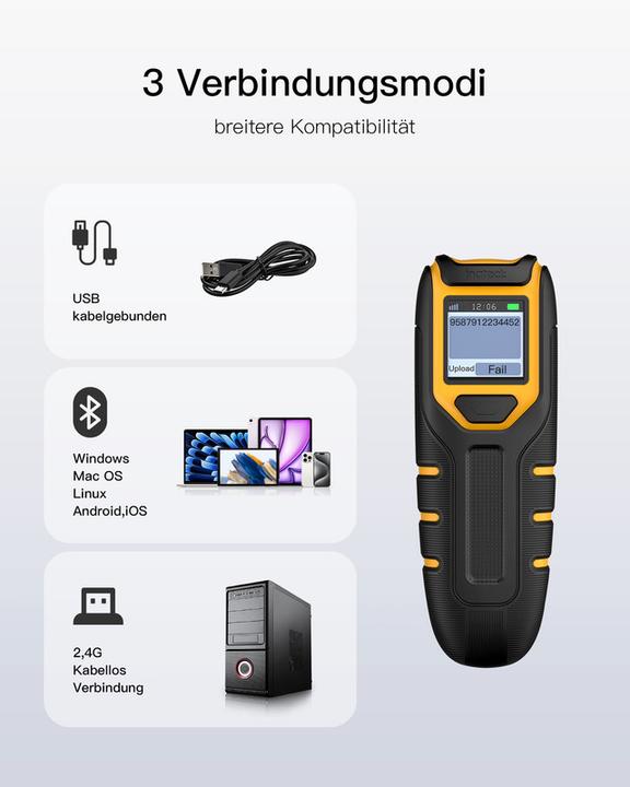 Produktbild Inateck Barcodescanner 47 black (BCST-47 black) (1D-Barcodes, 2D-Barcodes)
