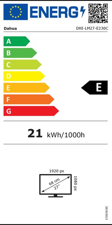 Label énergétique Dahua LM27-E230C (1920 x 1080 pixels, 27")