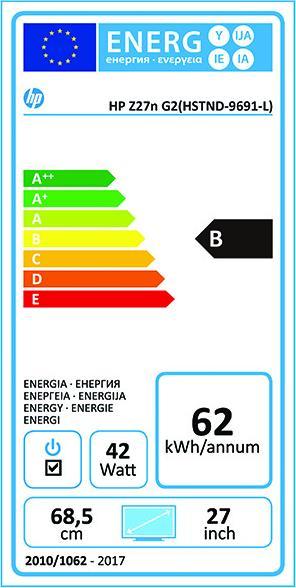 Energie-Label HP Z27n G2 (2560 x 1440 Pixel, 27")