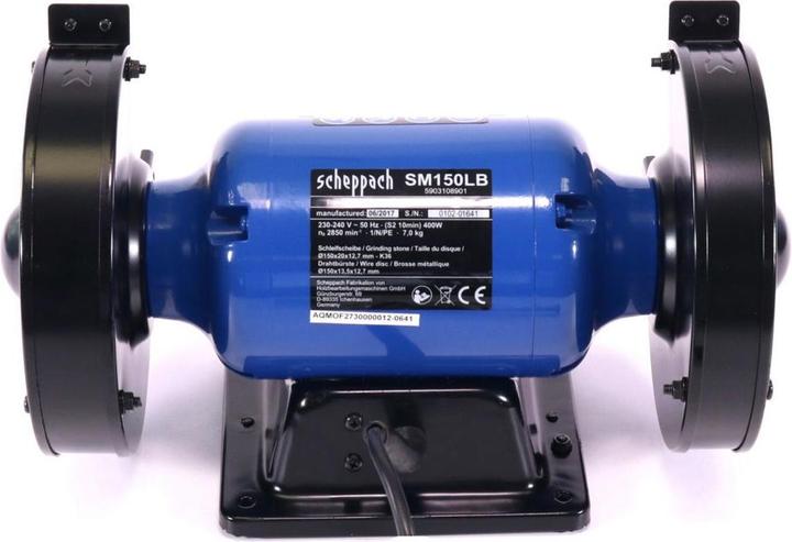 Actual product image Scheppach SM150LB Ponceuse double avec brosse - 230-240V 50Hz 400W - 150mm (Bench grinder, 400 W)