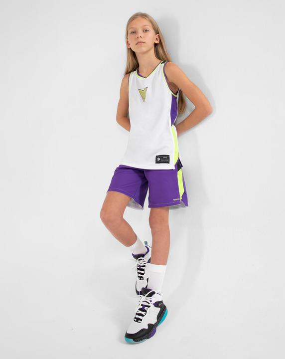 Image du produit Tarmak Chaussures de Basket Intermédiaire Enfants SS500H - Blanc/Noir/Pourpre (38)