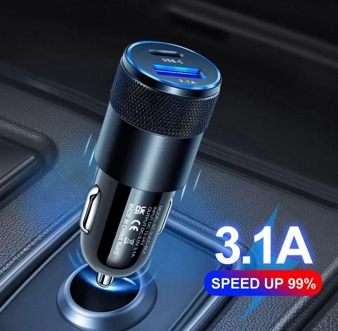 Produktbild PhoneLook Doppel USB Zigarettenanzünder Adapter 15W 3.1A Power Delivery USB-A & USB-C