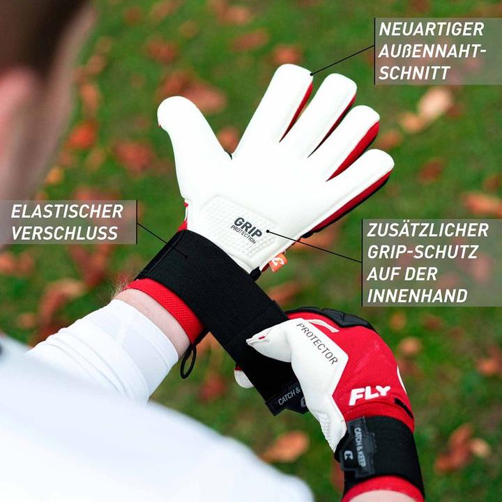Produktbild Catch & Keep Fussballhandschuhe Fly Protect Gr. 10 Rot Torwart Keeper Goalie Handschuhe (10)