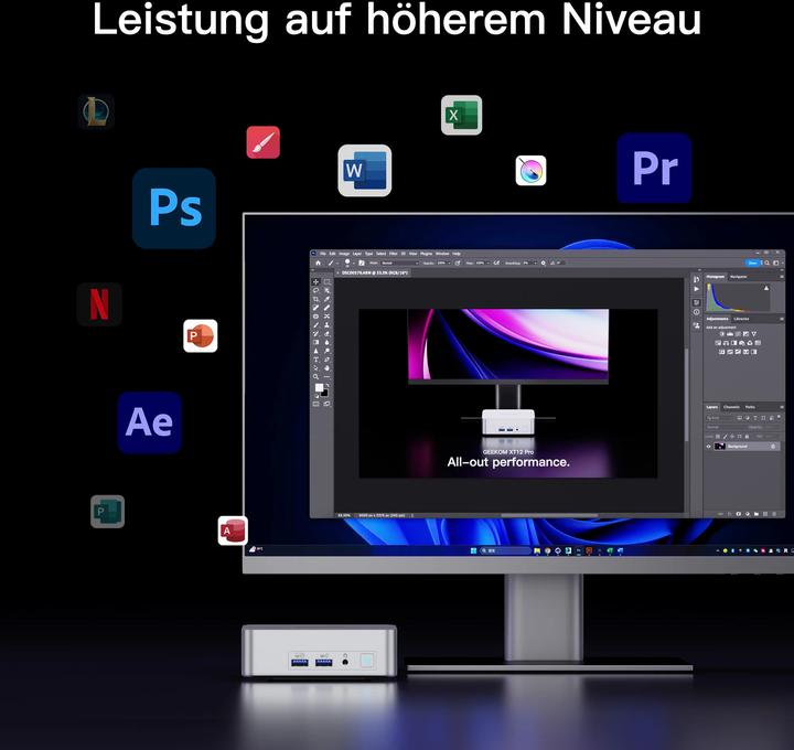 Immagine prodotto Geekom Mini-PC XT12 Pro con Intel Core i9 (Intel Core i9-12900H, 32 GB, 1000 GB, Grafica Intel Iris)