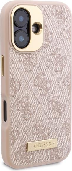 Immagine prodotto Guess GUHMP16SU4GPRP iPhone 16 6.1" różowy/rosa custodia rigida 4G Logo Plate MagSafe (Apple iPhone 16)