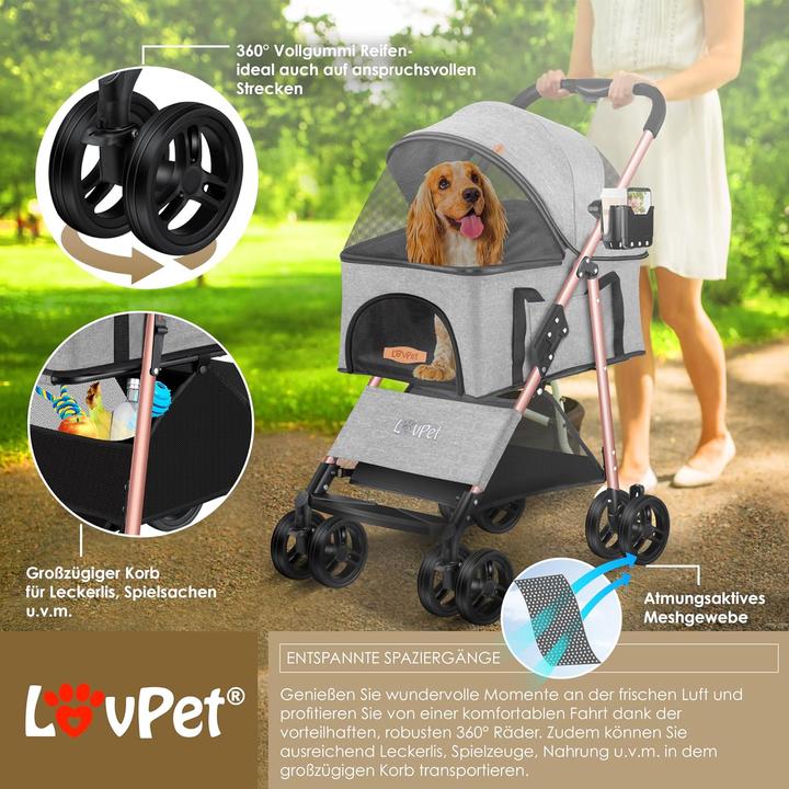 Image du produit Lovpet Poussette pour chien (Chat, Chien, Verrouillable, Respirant)