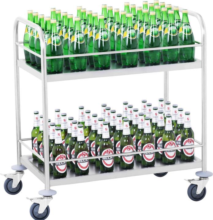 Produktbild Royal Catering Servierwagen Transportwagen Rollwagen Küchenwagen Abräumwagen 2X50 Kg Edelstahl