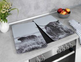 Produktbild Wenko Herdabdeckplatten Highland Cattle schwarz 2 St.