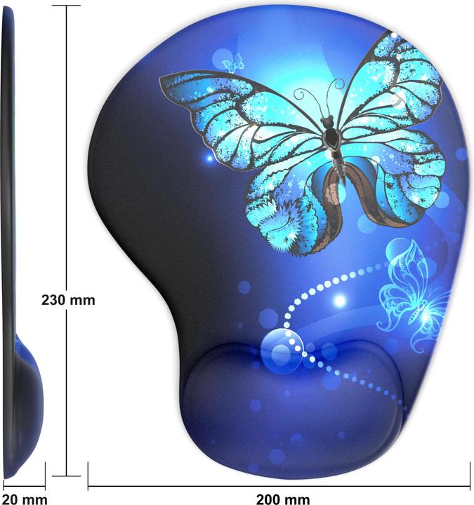Produktbild CSL Mauspad mit Gelkissen & Handgelenkauflage, Komfort Office Mausmatte, butterfly