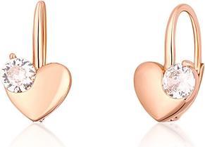 JVD Delicate bronze earrings Heart with zircon SVLE1513XH2RO00