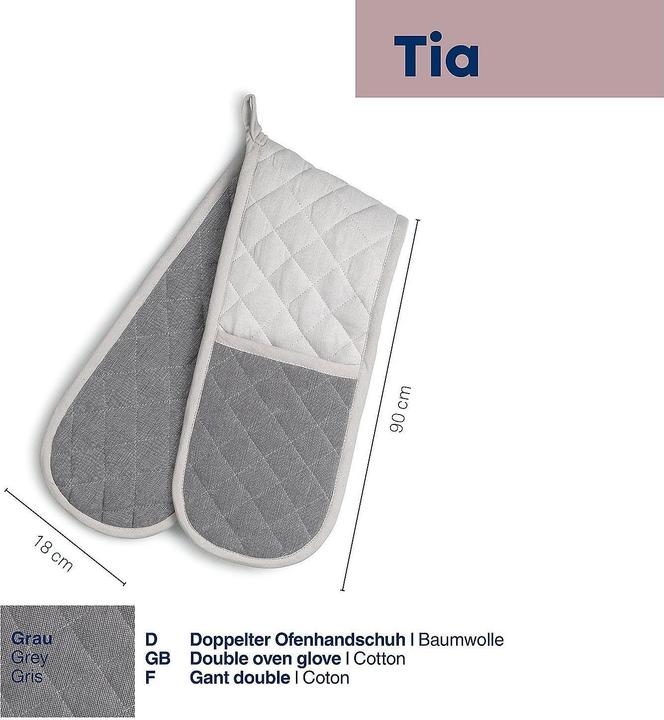 Image du produit Kela Gant double Tia gris (tissé / rembourrage polyester, 100 % coton)