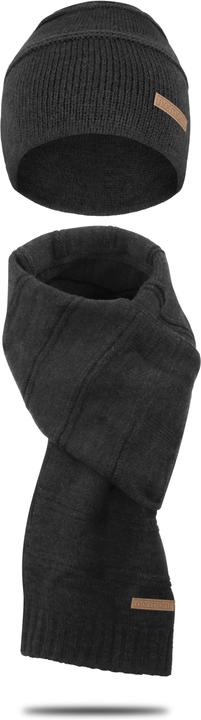 Actual product image Normani Winter set "Montreal" with hat and scarf dark grey mottled (One size)