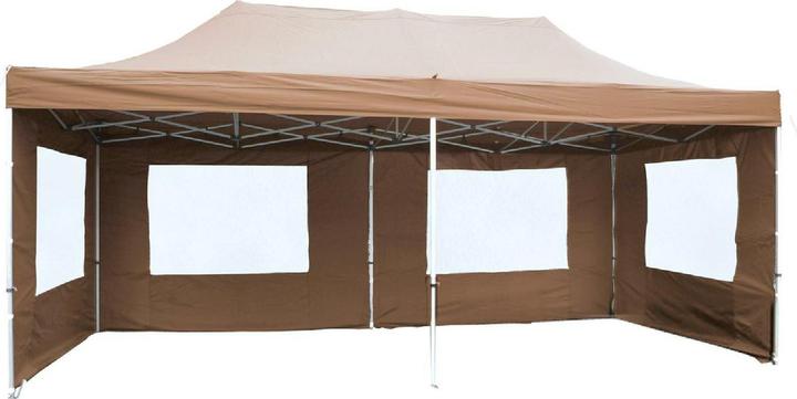 VCM PROFI Faltpavillon Partyzelt 3x6 m champagner + Seitenteile wasserdichtes Dach (600 cm, 600 cm)