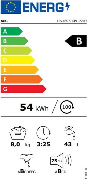 Energie-Label AEG LP7460 (8 kg, Links)