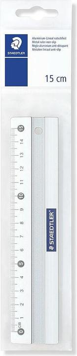 Actual product image Staedtler Metal ruler, made of aluminium, 150 mm long Millimetre scale, embossed graduation, ink edge (15 cm)