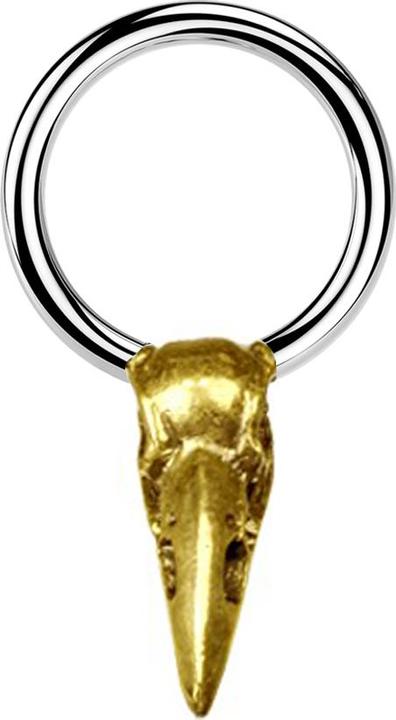 Star Piercing Closure Ring silber Krähenschädel vergoldet (Chirurgenstahl 316L, Messing)