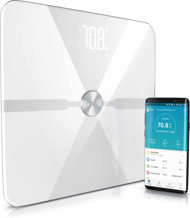 Mybeo Bilancia per il grasso corporeo, bilancia digitale Bluetooth per l'analisi del corpo, bilancia (180 kg)