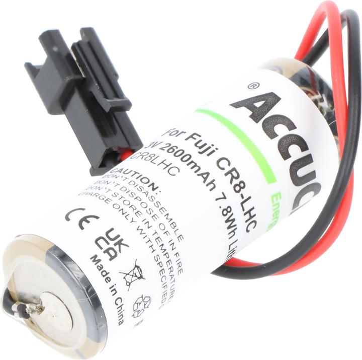 Produktbild AccuCell Batterie CR8LHC für Fuji CR8-LHC, FDK CR8.L, CR8.LHC, THP3053 (1 Stk., CR17450, 2600 mAh)