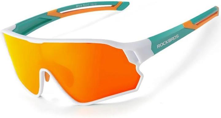 Rockbros 14110009003 polarized cycling glasses for children 8-14 years old - green and white (Green, Weiss)