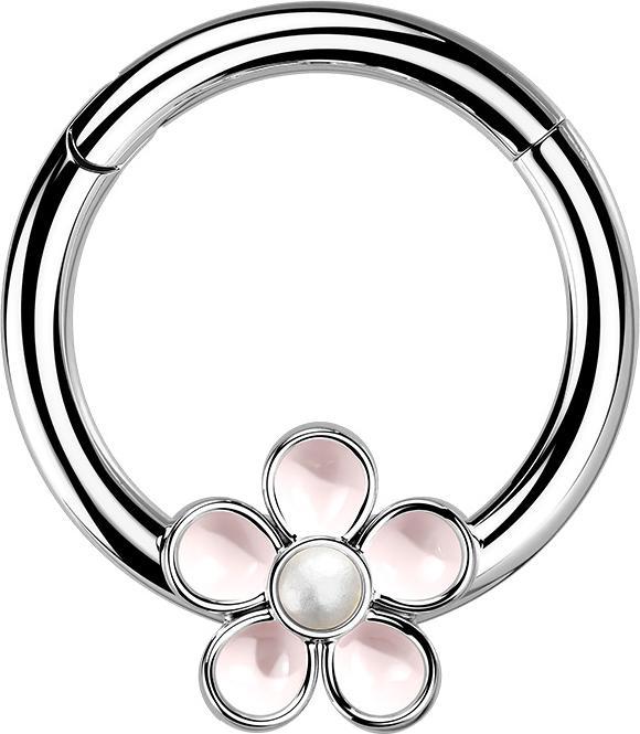 Immagine prodotto Star Piercing Anello a micro segmenti con cerniera a fiore in smalto argento (Acciaio chirurgico 316L, senza ottone)