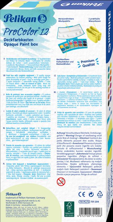 Produktbild Pelikan Deckfarbkasten ProColor 735, 12 Farben, trkis/gelb (Türkis, Neongelb, 12 ml)