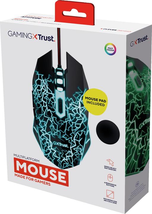 Produktbild Trust MOUSE USB OPTICAL GAMING/+MOUSE PAD 24752 (Kabelgebunden)