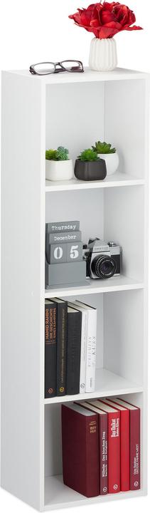 Actual product image Relaxdays White Bookcase, 4 Tiers (30 x 23 x 106 cm)