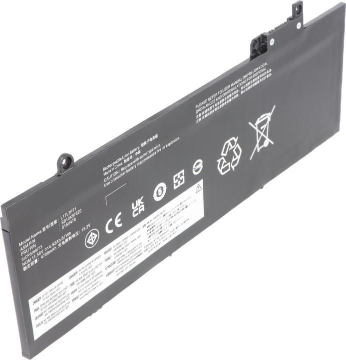 AccuCell Akku passend für Lenovo ThinkPad T480s, 01AV478, 01AV479, L17L3P71, 11,58V, 4600mAh (4600 mAh)