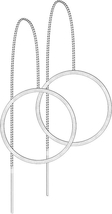 Star Piercing Ohrstecker silber freifallende Kette mit Kreis (ohne Messing, Chirurgenstahl 316L)