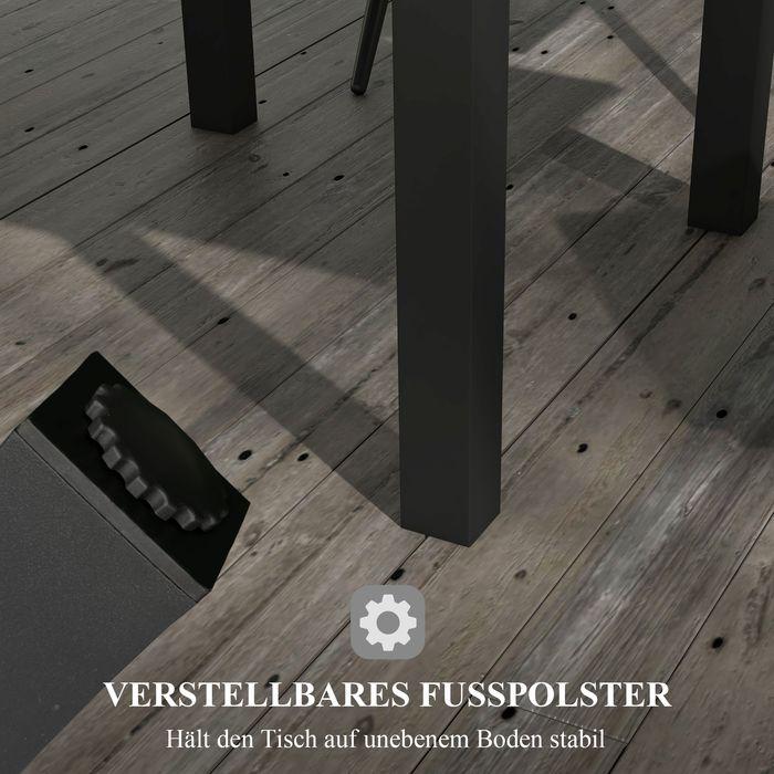 Produktbild Swisshandel24 Gartentisch Esstisch für 6 Personen Erweiterbar bis 70 belastbar Aluminium Grau 81/162x80x75cm (81 cm)
