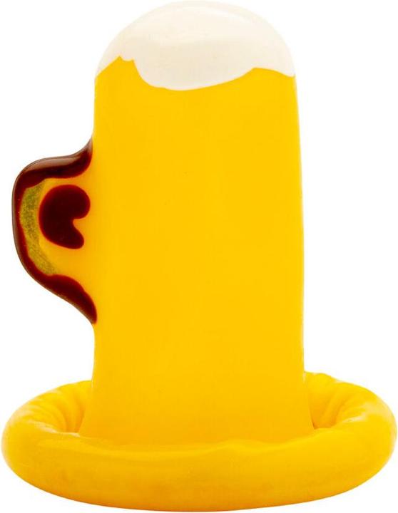 Actual product image Erco Beer glass motif joke condom yellow hand-painted (1 pcs.)