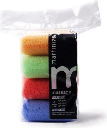 Martini Spa MartiniSPA Spugne quadrate morbide da massaggio colorate Formato famiglia 37g - Confezione da 4