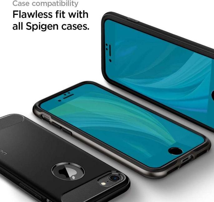 Actual product image Spigen tempered glass ALM GLASS FC for iPhone 7 / 8 / SE 2020 / SE 2022 black (1 Piece, LG K8 2017, Apple iPhone SE (2nd Gen))