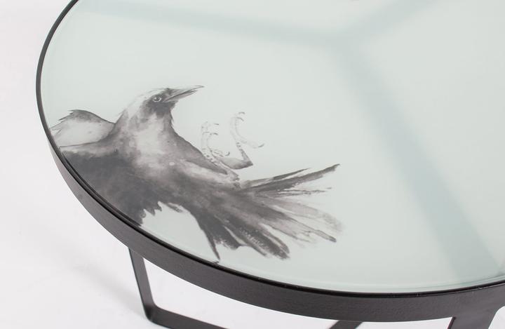 Produktbild BePureHome Beistelltisch Fly Metall Glas Schwarz (Ø 45 x 50 cm)