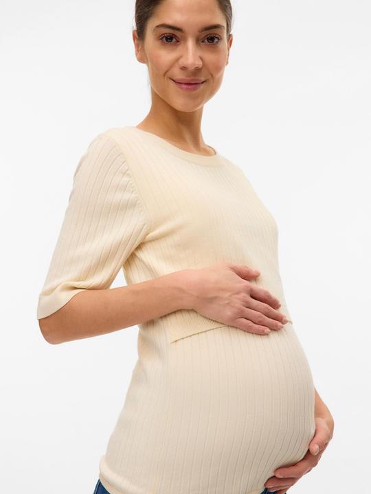 Image du produit Mamalicious Normal geschnitten Rundhals Gerippte Ärmelbündchen Strickoberteil Strickpullover