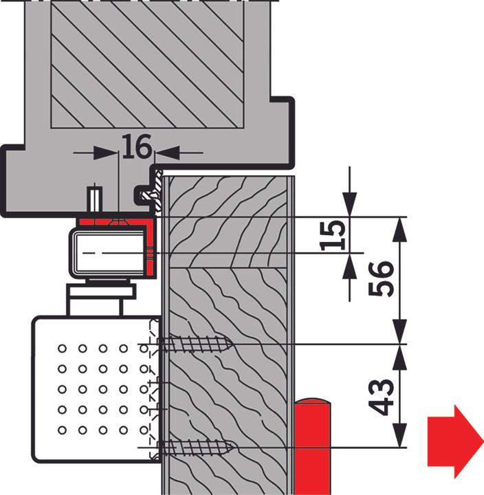 Image du produit Dormakaba Equerre de mandrinage pour glissières G-N (Porte-fenêtre, Porte de chambre, Porte d'entrée, Porte en bois)