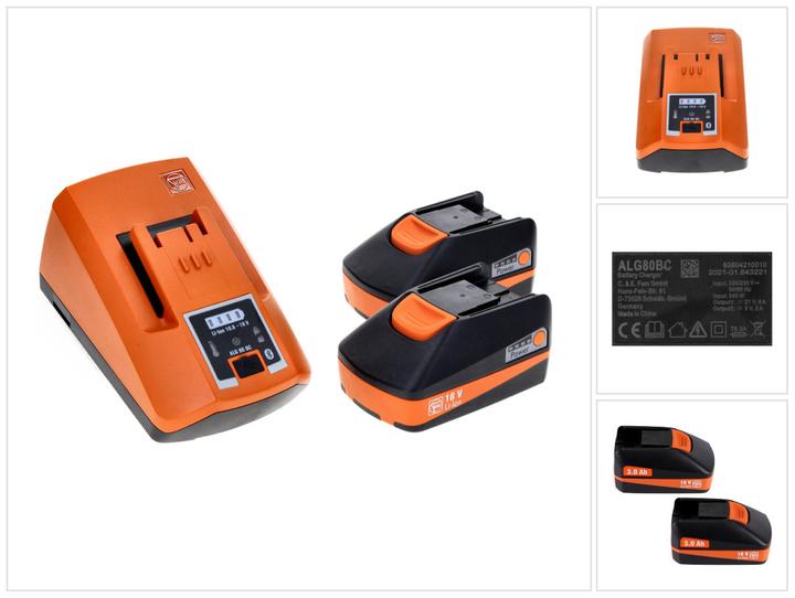 Actual product image Fein Battery Starter Set Quick Charger ALG 80 BC + 2x Li Ion 18 V 3.0 Ah (18 V)