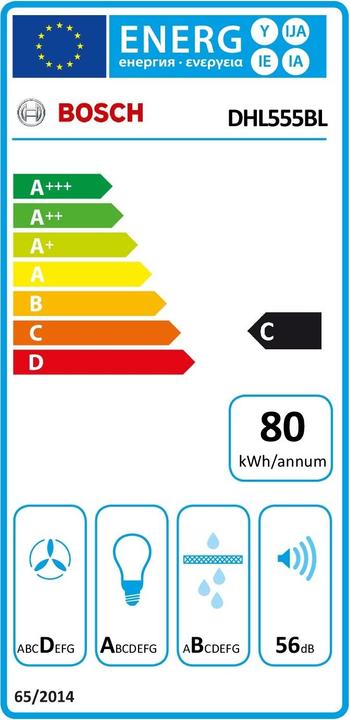 Energie-Label Bosch Hausgeräte DHL555BL (Wandhaube)