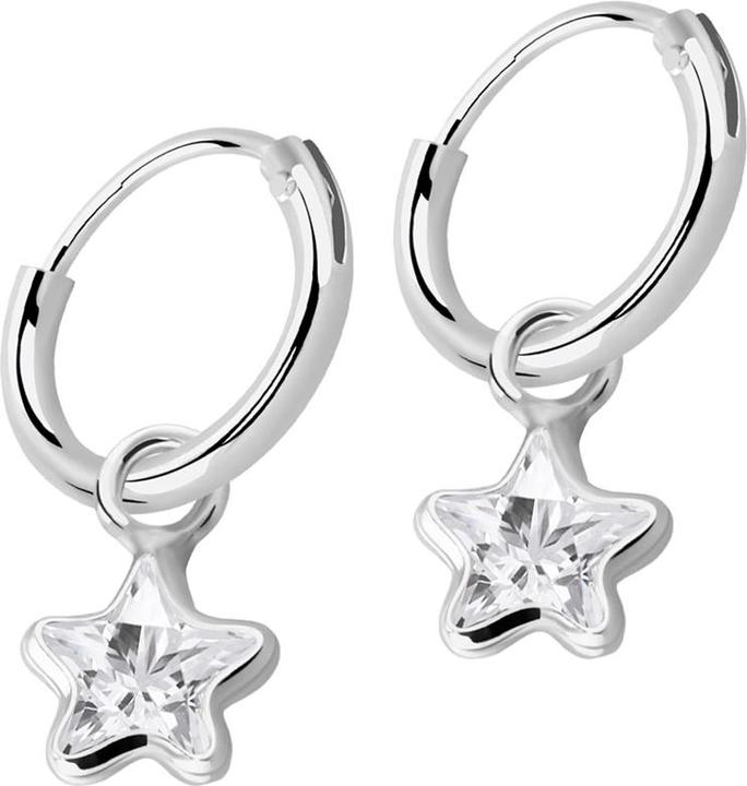 Actual product image Star Piercing Ohrring silber rund Anhänger Stern Kristall silber (without brass, 925 sterling silver)