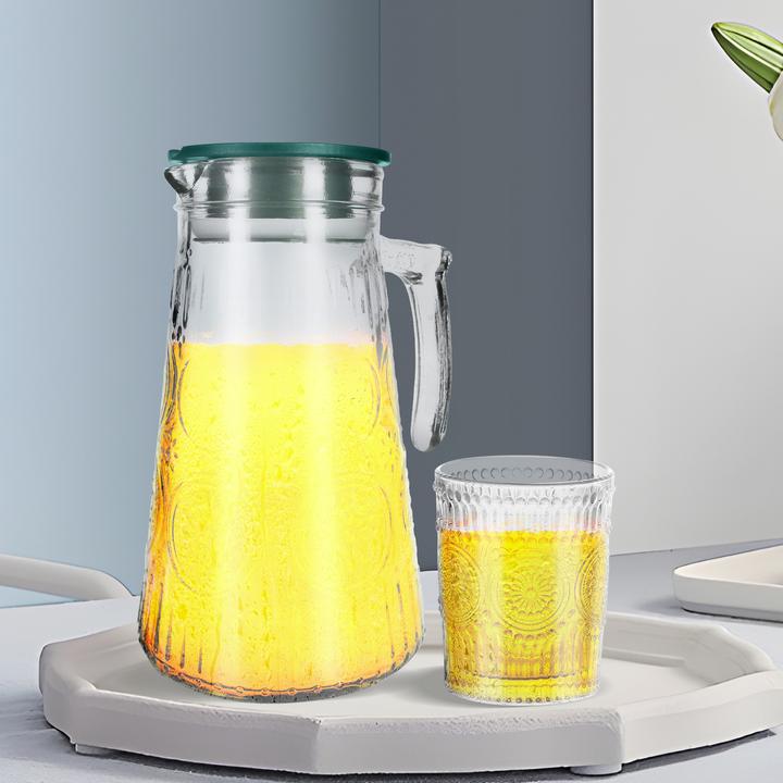 Actual product image Cheffinger Karaffe de Luxe / 4 Gläser Blumenmuster