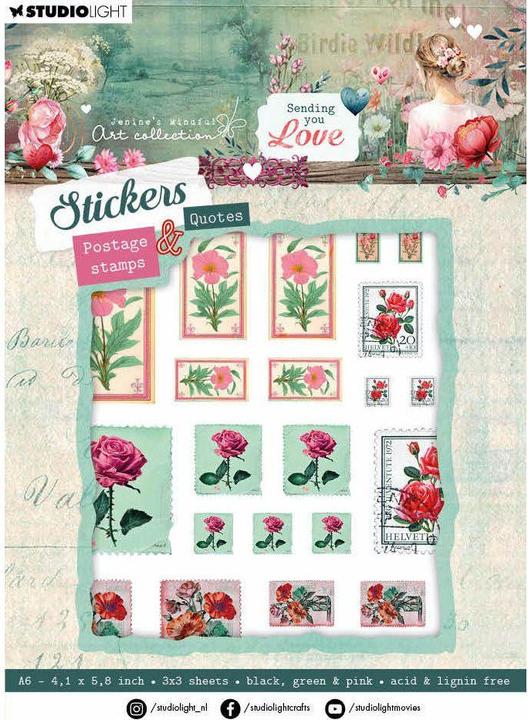 Produktbild art by marlene Stickers Postage Stamp & Quotes "Sending you Love" 9 Blatt